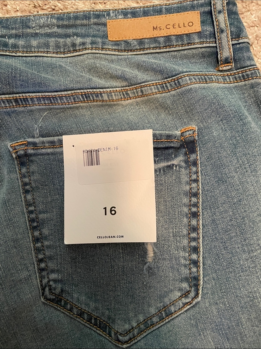 Cello Distressed Straight Leg Jeans in Medium Blue, 16 - Picture 4 of 7